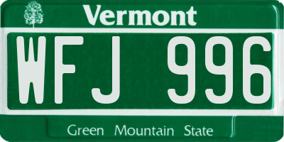 VT license plate WFJ996