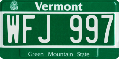 VT license plate WFJ997