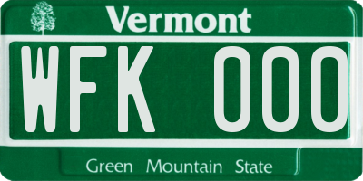 VT license plate WFK000