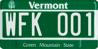 VT license plate WFK001