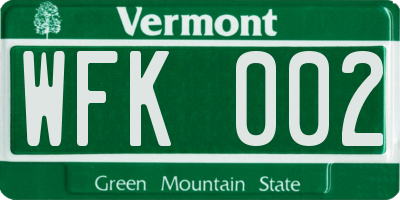 VT license plate WFK002