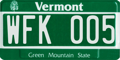 VT license plate WFK005
