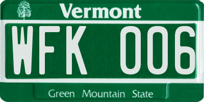 VT license plate WFK006