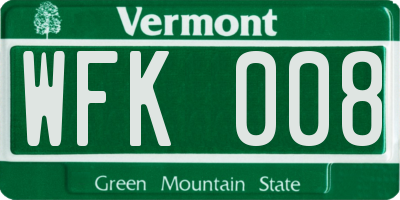 VT license plate WFK008