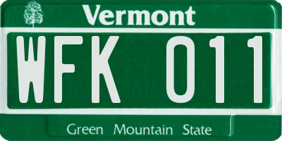VT license plate WFK011