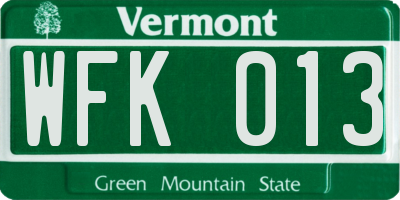 VT license plate WFK013