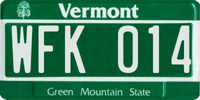 VT license plate WFK014