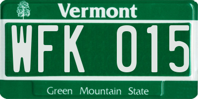 VT license plate WFK015