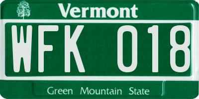 VT license plate WFK018