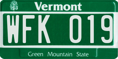 VT license plate WFK019