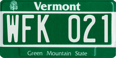 VT license plate WFK021