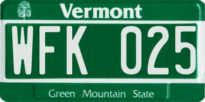VT license plate WFK025