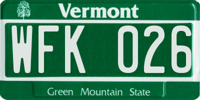 VT license plate WFK026