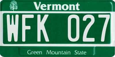 VT license plate WFK027