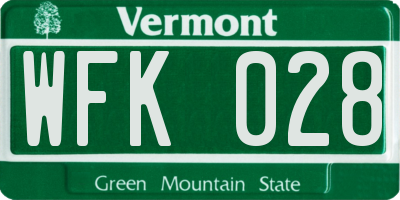 VT license plate WFK028