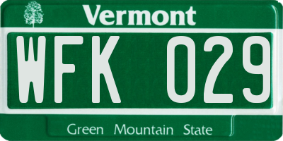 VT license plate WFK029