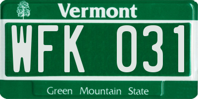 VT license plate WFK031