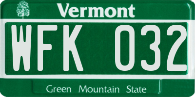 VT license plate WFK032
