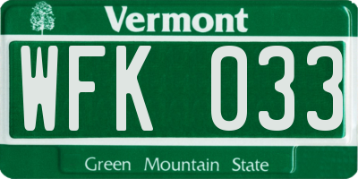 VT license plate WFK033