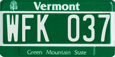 VT license plate WFK037