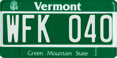 VT license plate WFK040
