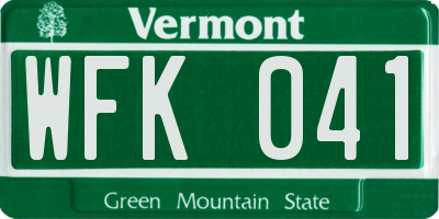 VT license plate WFK041