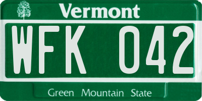 VT license plate WFK042