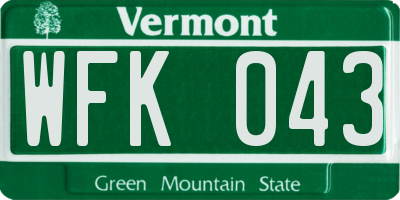 VT license plate WFK043
