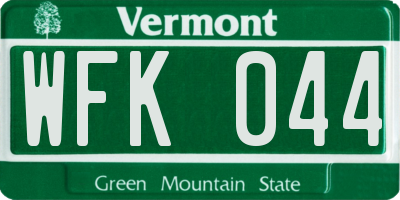 VT license plate WFK044