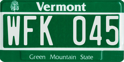 VT license plate WFK045