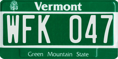 VT license plate WFK047