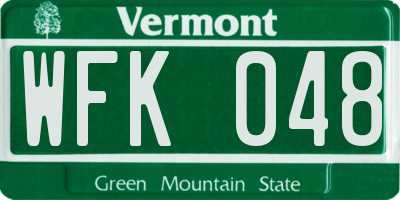 VT license plate WFK048