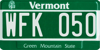 VT license plate WFK050