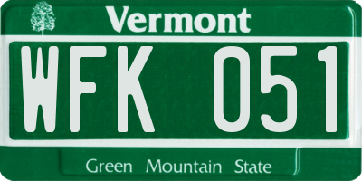 VT license plate WFK051