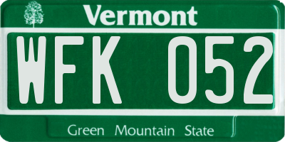 VT license plate WFK052