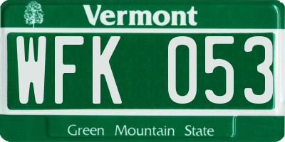VT license plate WFK053