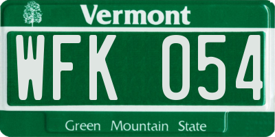 VT license plate WFK054