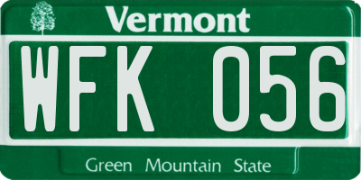 VT license plate WFK056