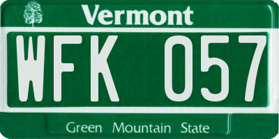 VT license plate WFK057