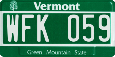 VT license plate WFK059