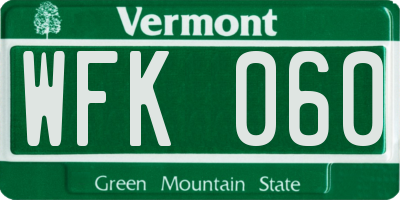 VT license plate WFK060