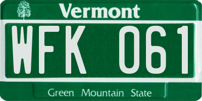 VT license plate WFK061