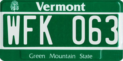VT license plate WFK063