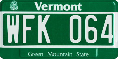 VT license plate WFK064