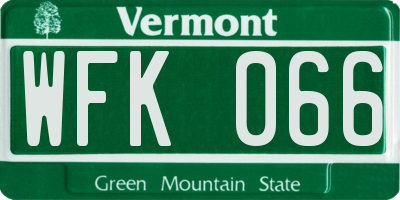 VT license plate WFK066