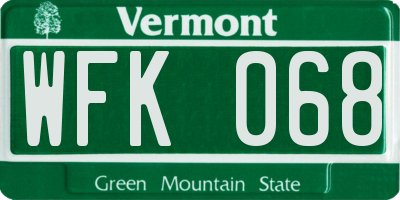 VT license plate WFK068
