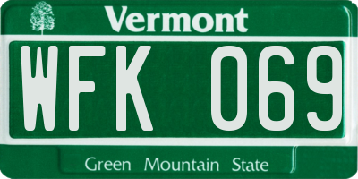 VT license plate WFK069