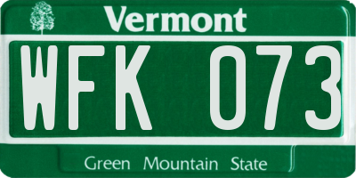 VT license plate WFK073