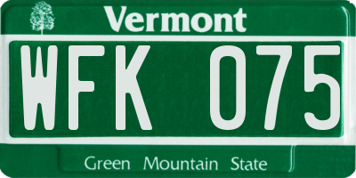 VT license plate WFK075