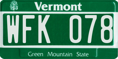 VT license plate WFK078
